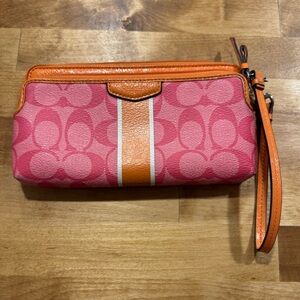 Coach Pink and Orange wristlet